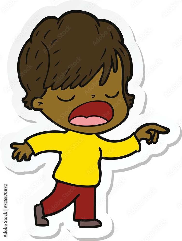 sticker of a cartoon woman talking sticker of a cartoon woman talking