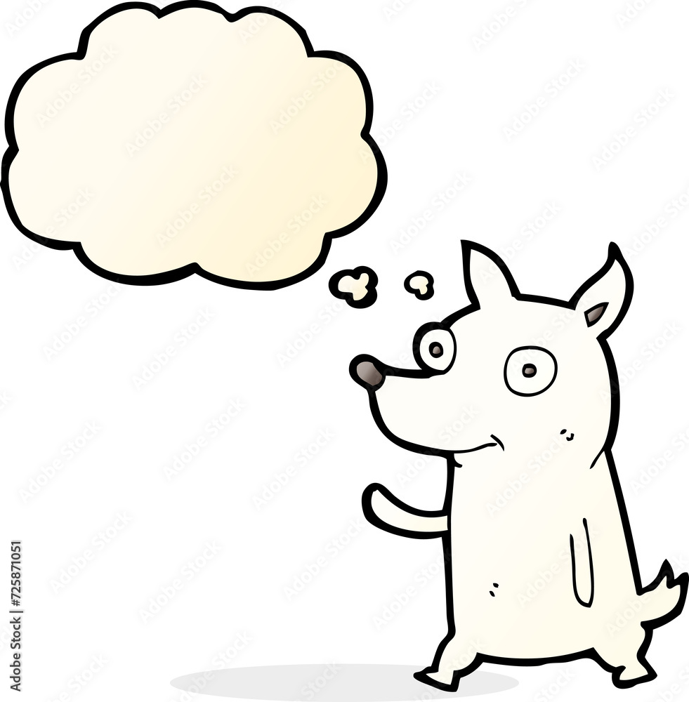 Obraz premium cartoon little dog waving with thought bubble