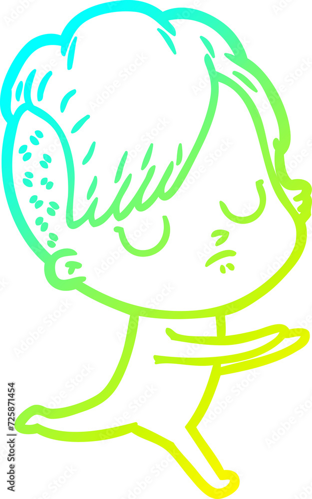 cold gradient line drawing cartoon woman cold gradient line drawing cartoon woman