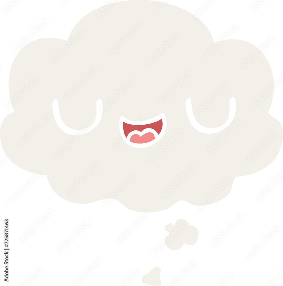 cute cartoon face and thought bubble in retro style cute cartoon face and thought bubble in retro style