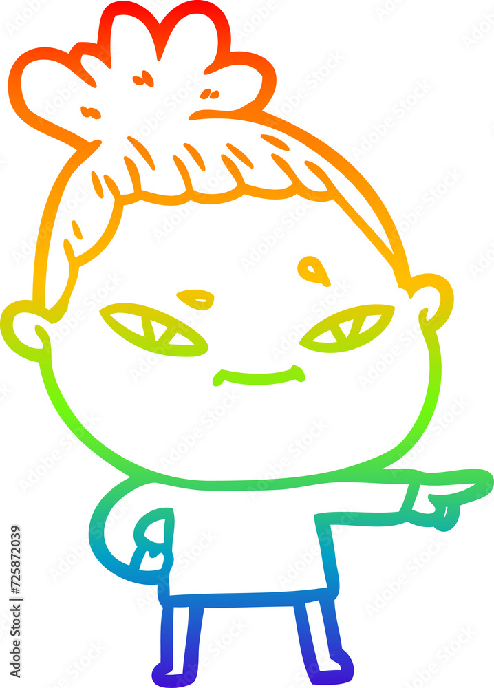 Obraz premium rainbow gradient line drawing cartoon woman