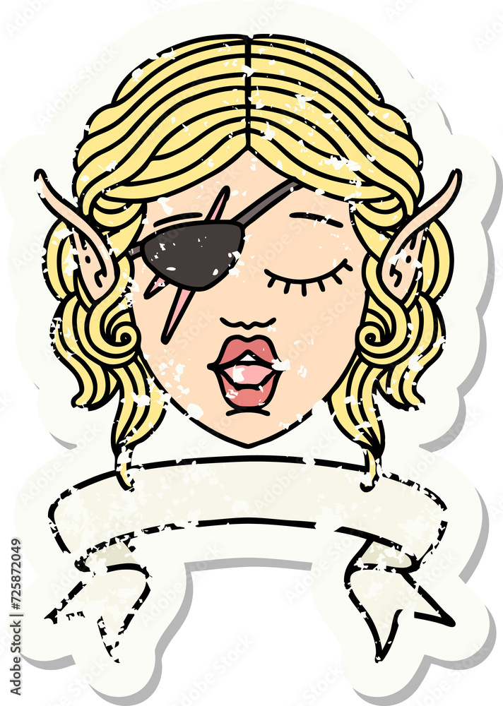 elf rogue character face with banner illustration elf rogue character face with banner illustration