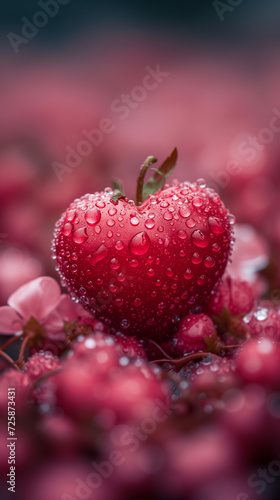 Red heart shaped confetti. AI generated art illustration.