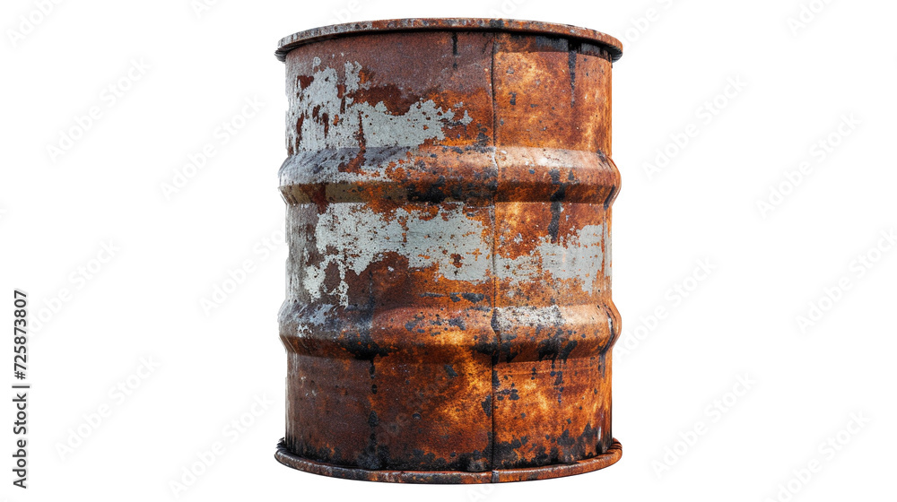 Old metal barrel covered in rust on transparent background Old metal barrel covered in rust on transparent background