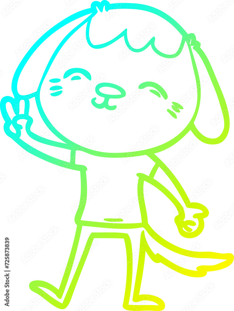 cold gradient line drawing happy cartoon dog cold gradient line drawing happy cartoon dog