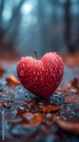 Red heart shaped confetti. AI generated art illustration.