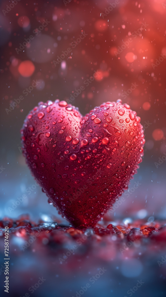 Red heart shaped confetti. AI generated art illustration.