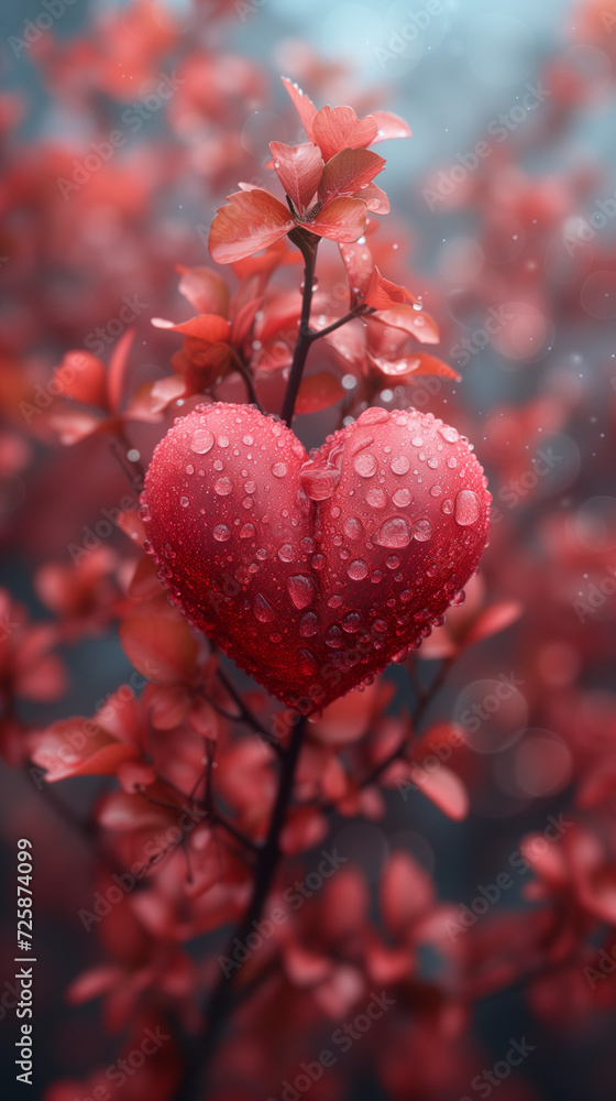 Red heart shaped confetti. AI generated art illustration. Red heart shaped confetti. AI generated art illustration.