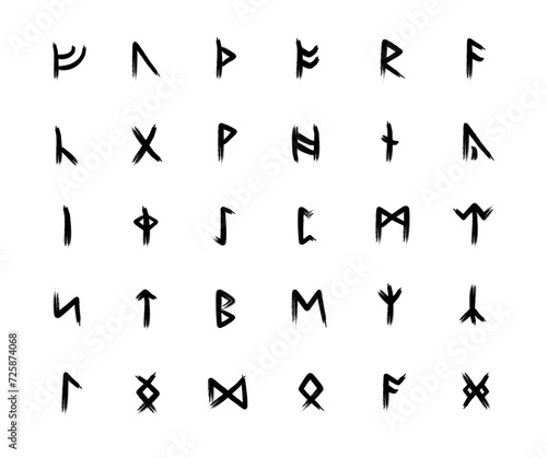Full editable set of Runic alphabet known as Anglo-Saxon. photo