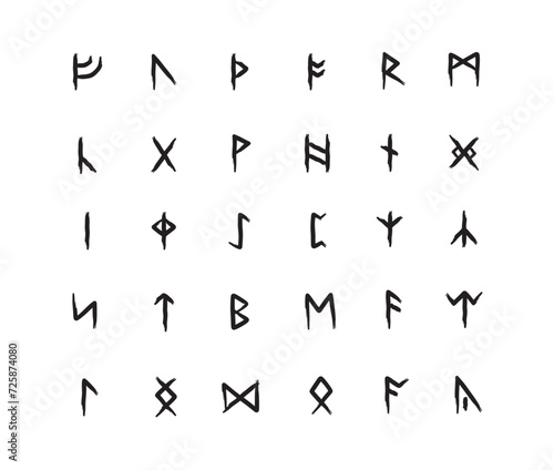 Full editable set of Runic alphabet known as Anglo-Saxon.