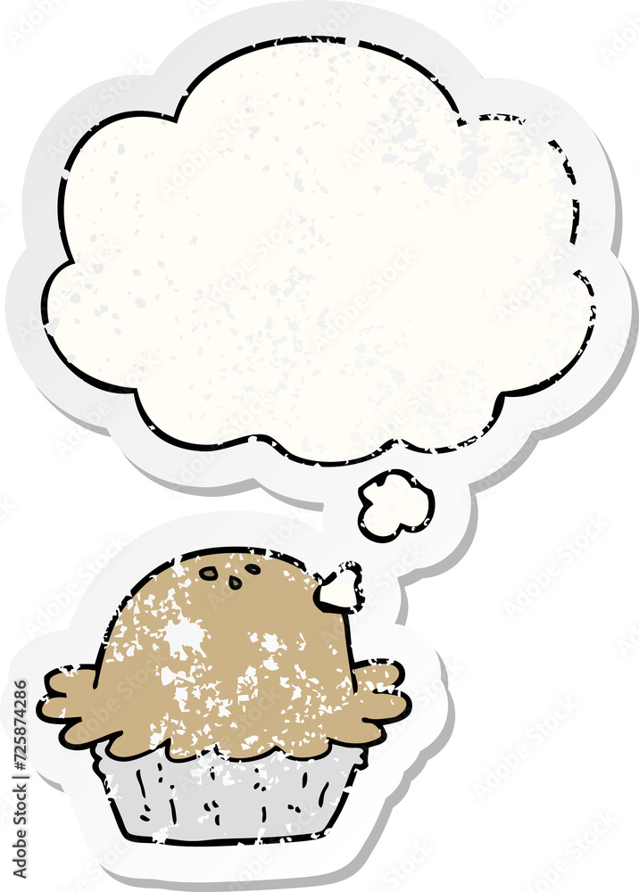 cartoon pie and thought bubble as a distressed worn sticker cartoon pie and thought bubble as a distressed worn sticker