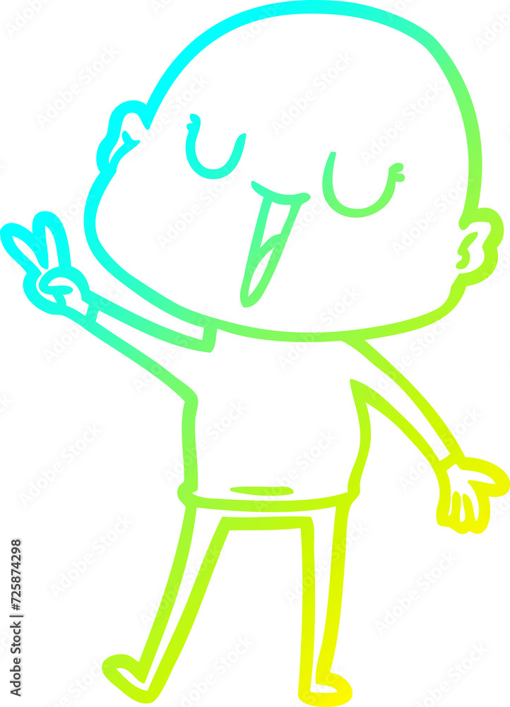 cold gradient line drawing happy cartoon bald man cold gradient line drawing happy cartoon bald man