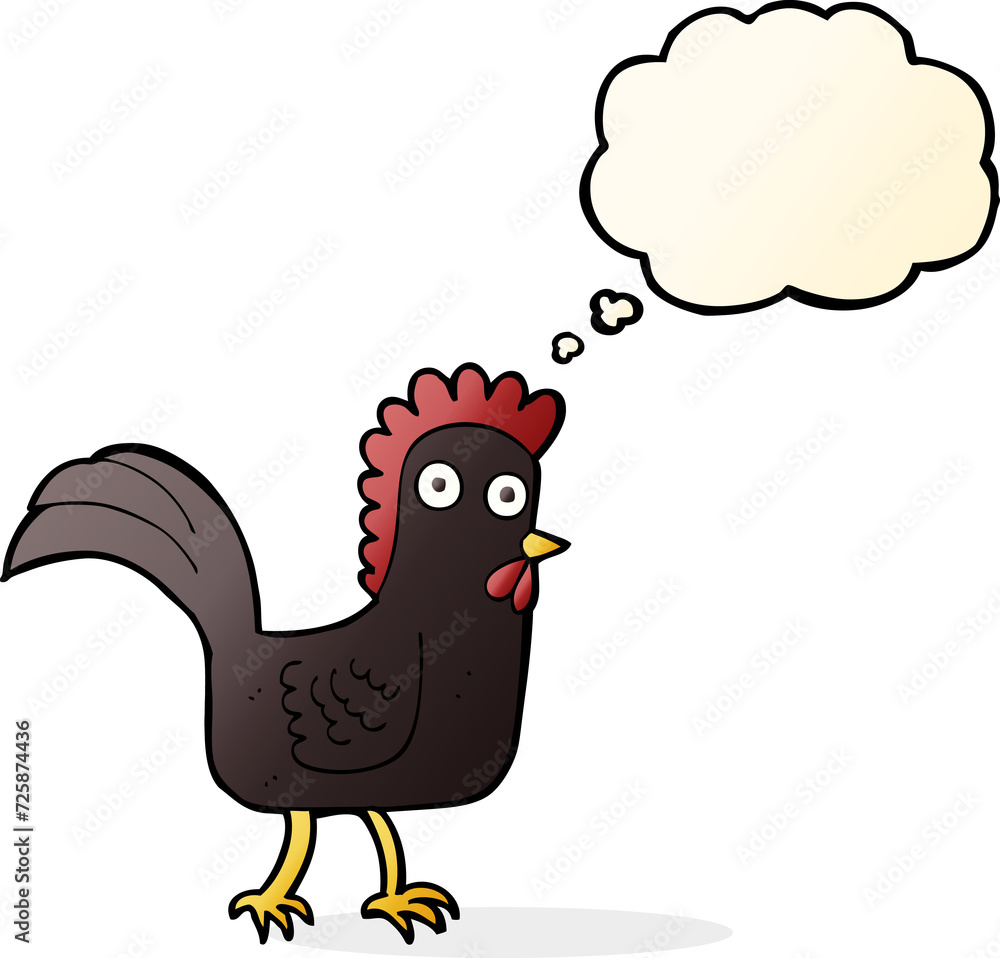 cartoon chicken with thought bubble cartoon chicken with thought bubble