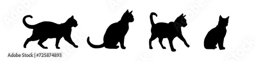  Set of cat silhouette - vector illustration