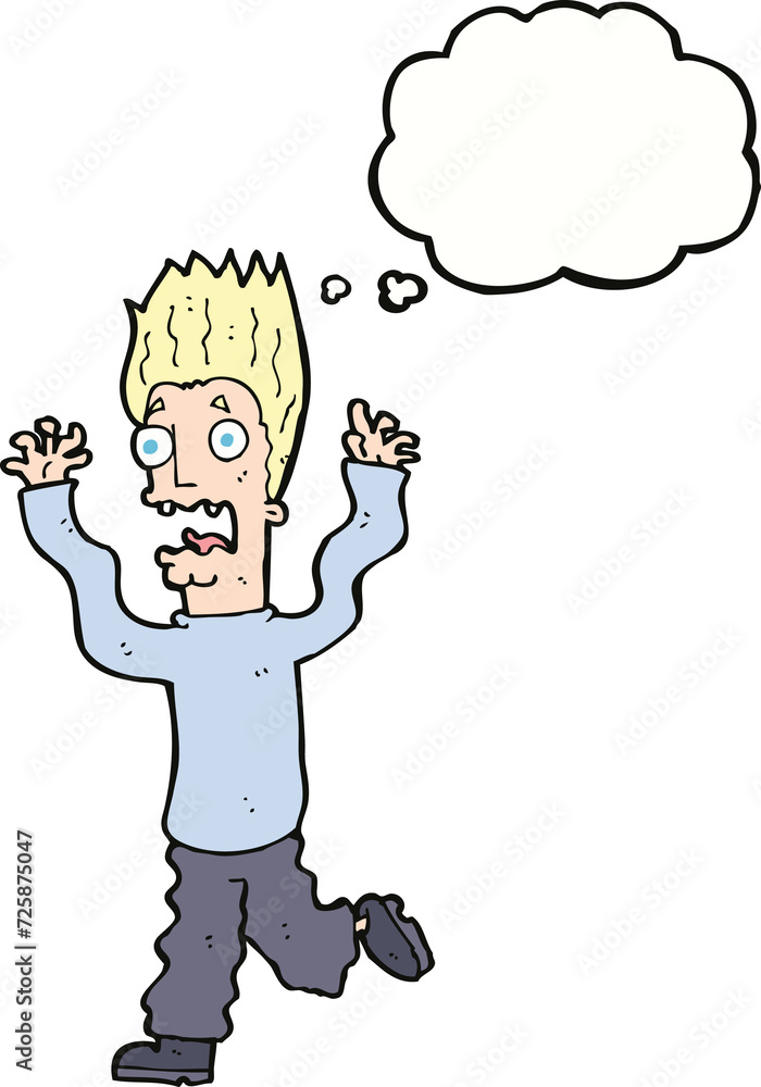 cartoon terrified man with thought bubble cartoon terrified man with thought bubble