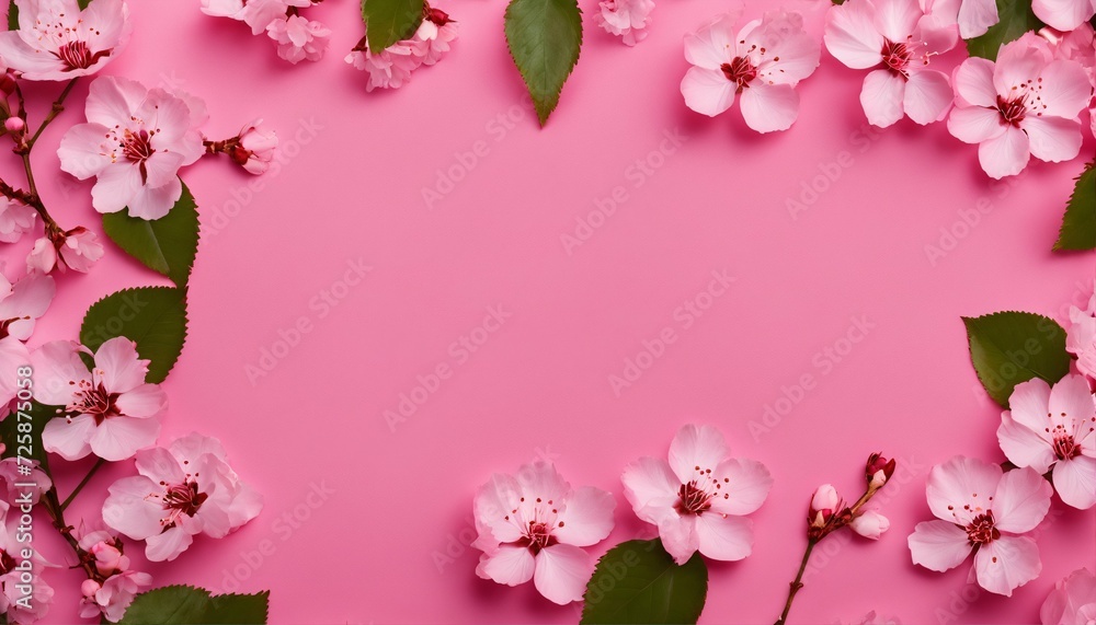 Zoomed-in shot of pink floral array with a harmonious pink background and a blurry tree branch with pink blossoms