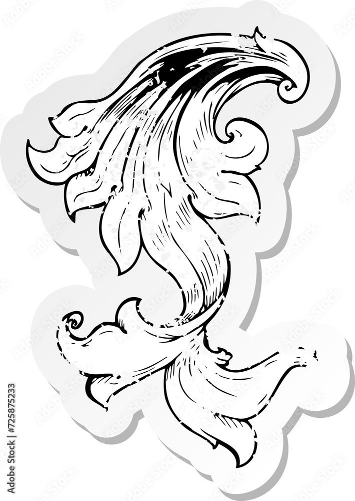 Fototapeta premium retro distressed sticker of a traditional hand drawn floral swirl