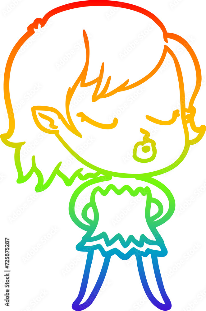 rainbow gradient line drawing cute cartoon vampire girl rainbow gradient line drawing cute cartoon vampire girl