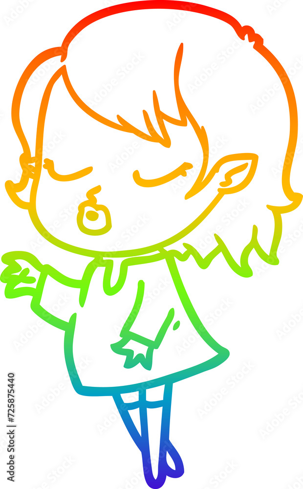 rainbow gradient line drawing cute cartoon vampire girl rainbow gradient line drawing cute cartoon vampire girl