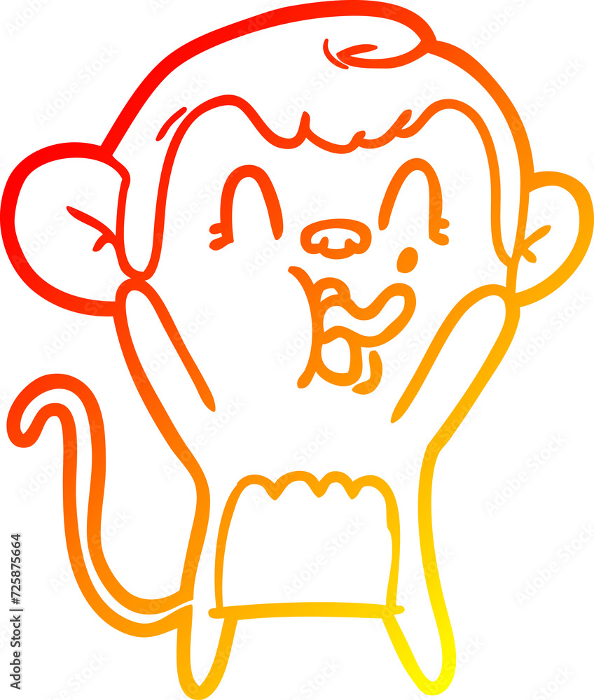 warm gradient line drawing crazy cartoon monkey warm gradient line drawing crazy cartoon monkey