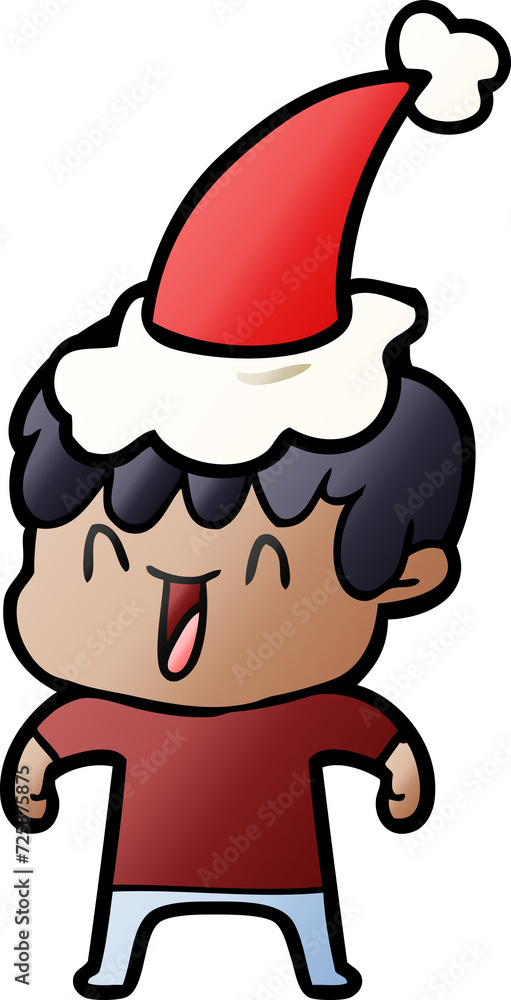 gradient cartoon of a laughing boy wearing santa hat gradient cartoon of a laughing boy wearing santa hat