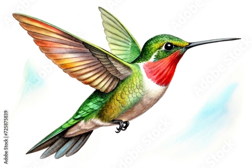 hummingbird in flight, Small colorful bird in flight