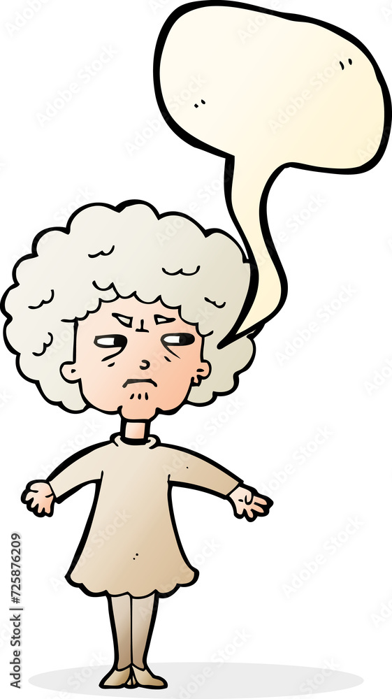 cartoon bitter old woman with speech bubble cartoon bitter old woman with speech bubble