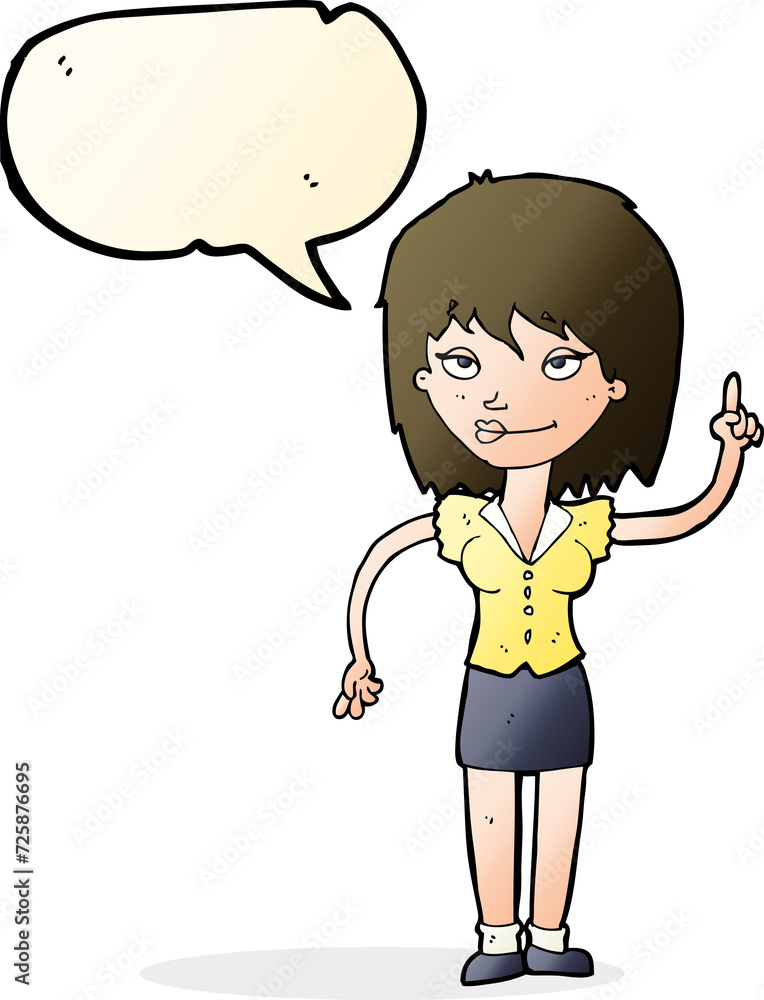 cartoon woman with idea with speech bubble cartoon woman with idea with speech bubble