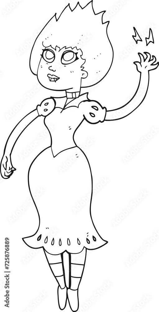 black and white cartoon vampire girl black and white cartoon vampire girl