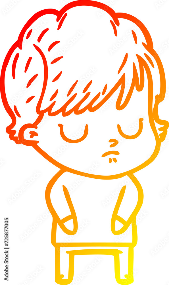 warm gradient line drawing cartoon woman warm gradient line drawing cartoon woman