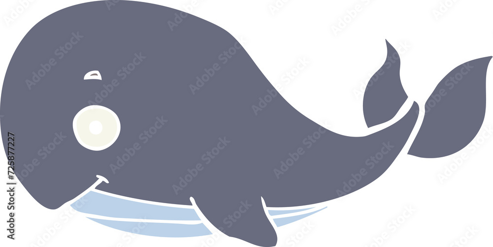 Fototapeta premium flat color style cartoon whale