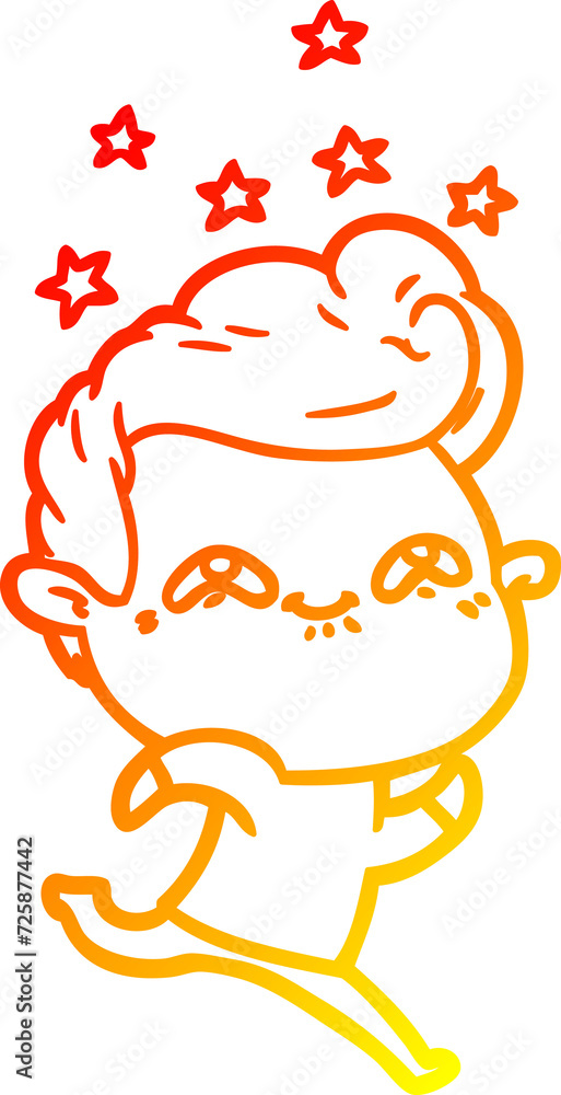 warm gradient line drawing cartoon excited man warm gradient line drawing cartoon excited man