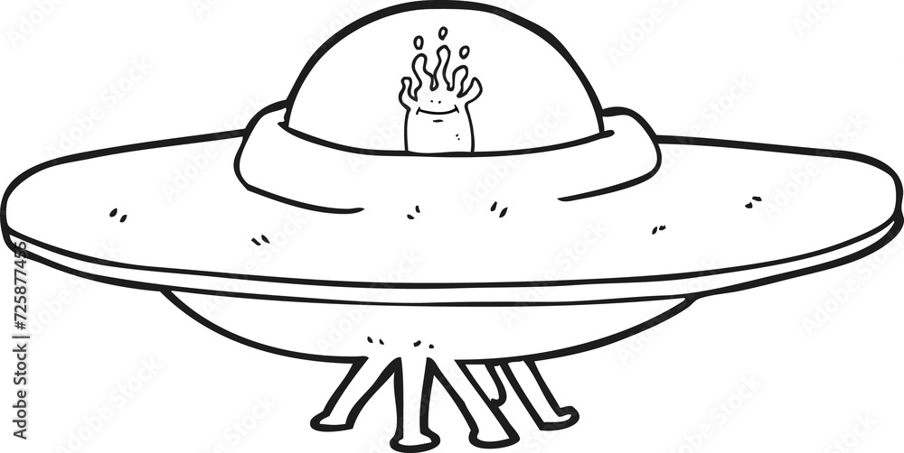 black and white cartoon flying saucer black and white cartoon flying saucer