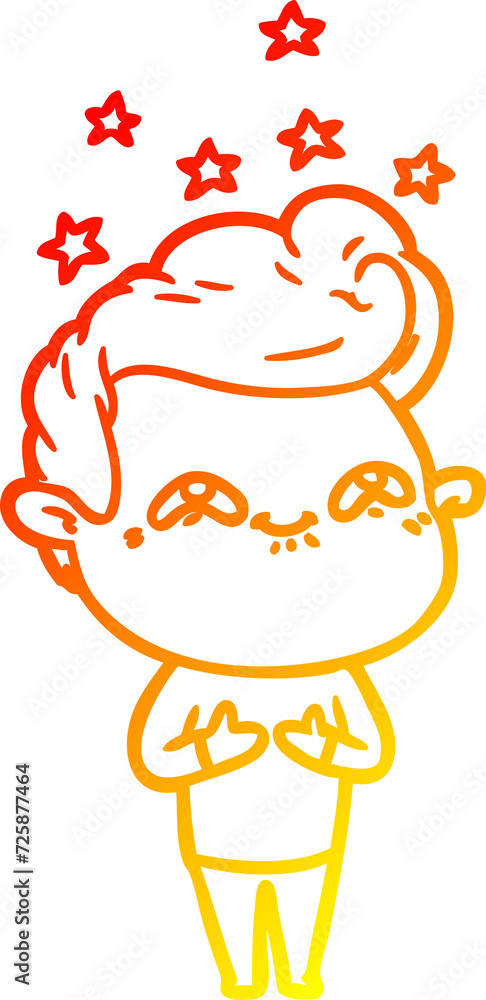 warm gradient line drawing cartoon excited man warm gradient line drawing cartoon excited man