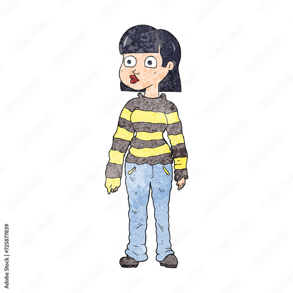 textured cartoon woman in casual clothes textured cartoon woman in casual clothes