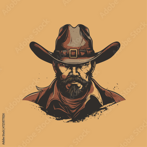 Western cowboy hat character flat vector design photo