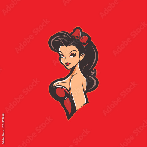 Pin up girl character flat vector design