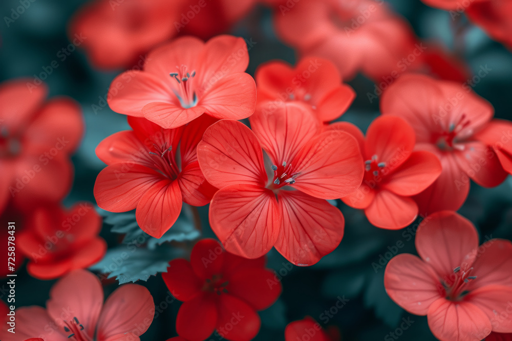 A close-up of a flower bed showcasing flowers in shades of red, capturing the vibrancy and diversity within a single color palette. Concept of monochromatic floral beauty. Generative Ai. A close-up of a flower bed showcasing flowers in shades of red, capturing the vibrancy and diversity within a single color palette. Concept of monochromatic floral beauty. Generative Ai.