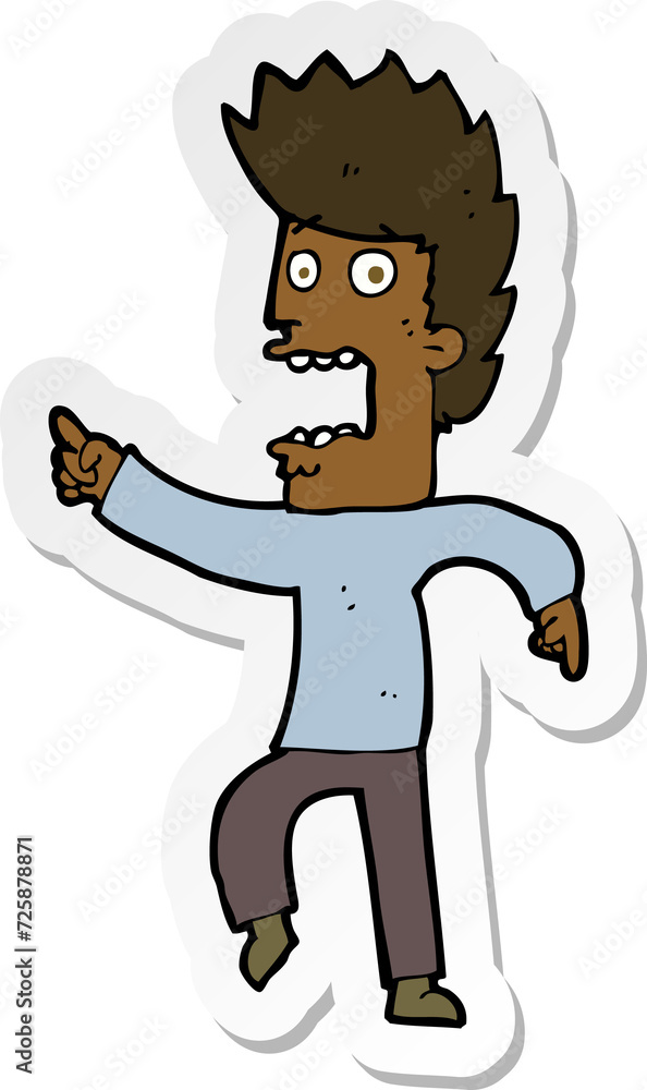 sticker of a cartoon terrified man sticker of a cartoon terrified man