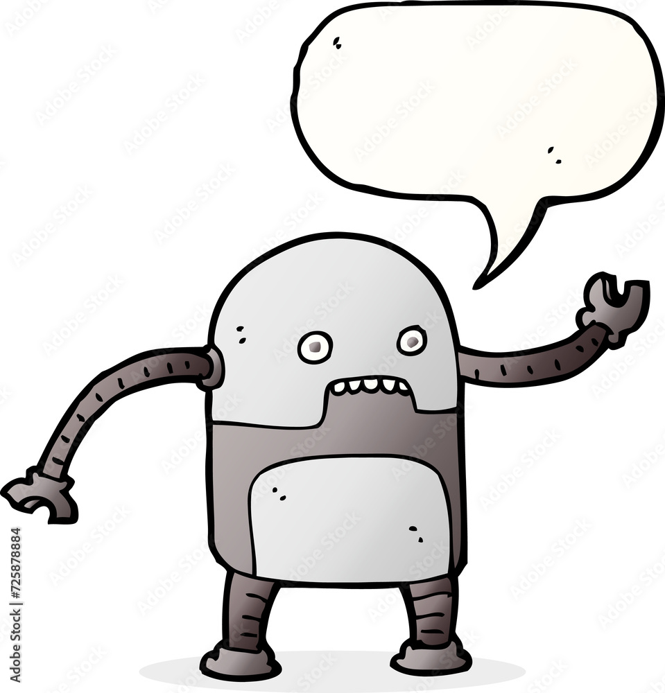 Fototapeta premium funny cartoon robot with speech bubble