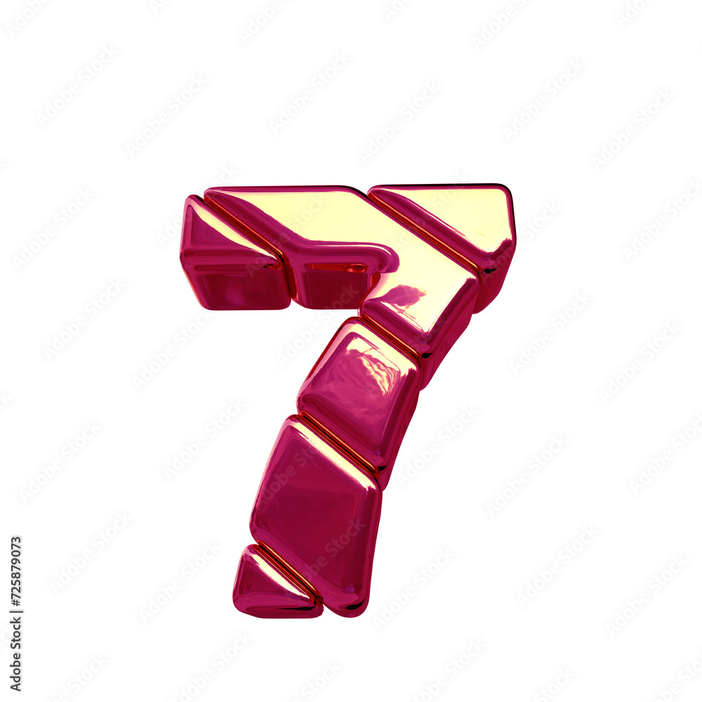 Symbol made of pink diagonal blocks. number 7 Symbol made of pink diagonal blocks. number 7