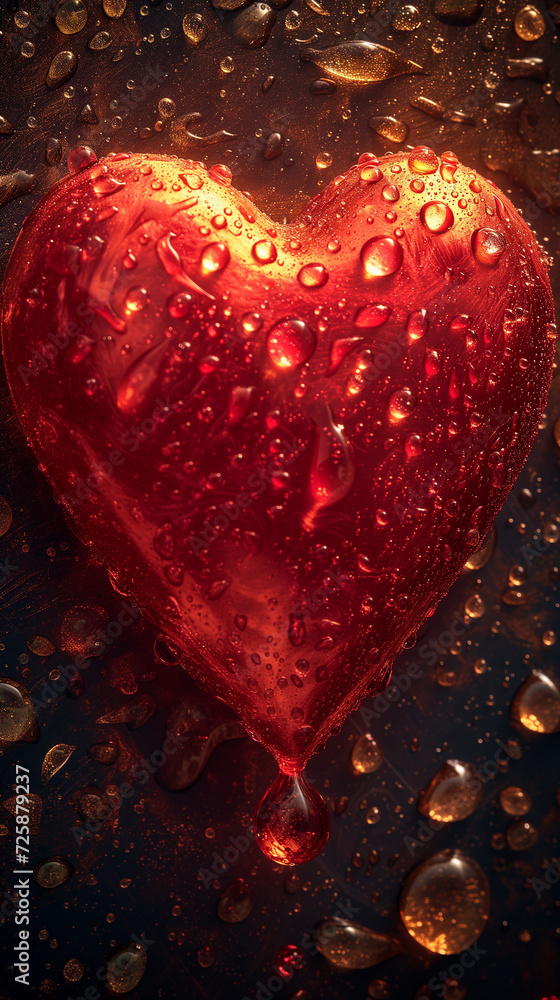 Red heart shaped confetti. AI generated art illustration. Red heart shaped confetti. AI generated art illustration.