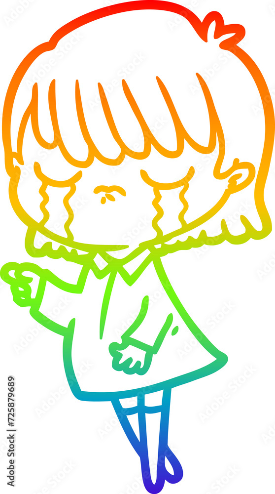 rainbow gradient line drawing cartoon woman crying rainbow gradient line drawing cartoon woman crying