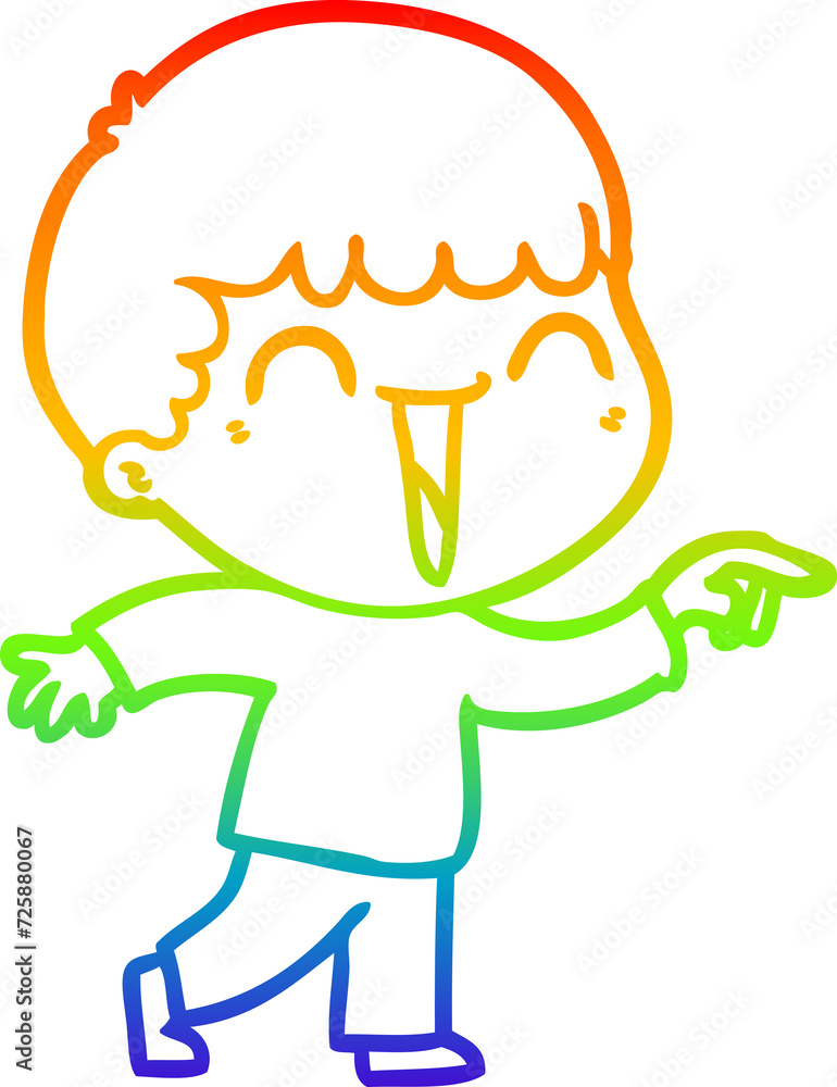 Fototapeta premium rainbow gradient line drawing cartoon happy man