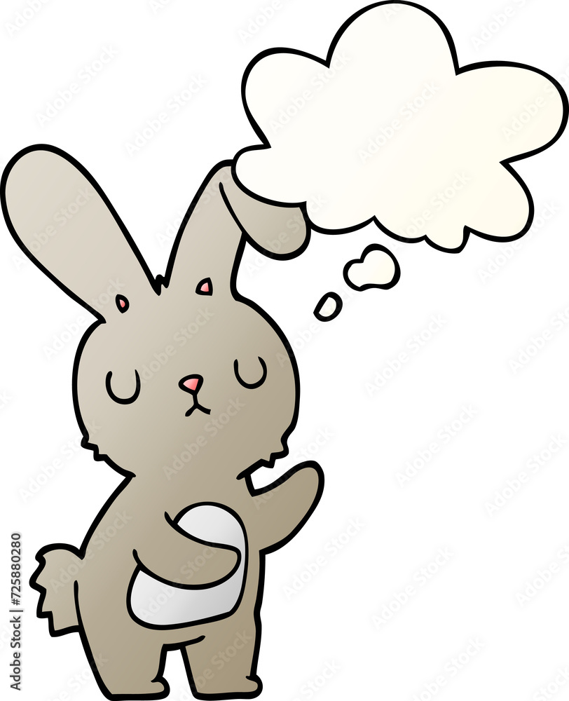 cute cartoon rabbit and thought bubble in smooth gradient style cute cartoon rabbit and thought bubble in smooth gradient style