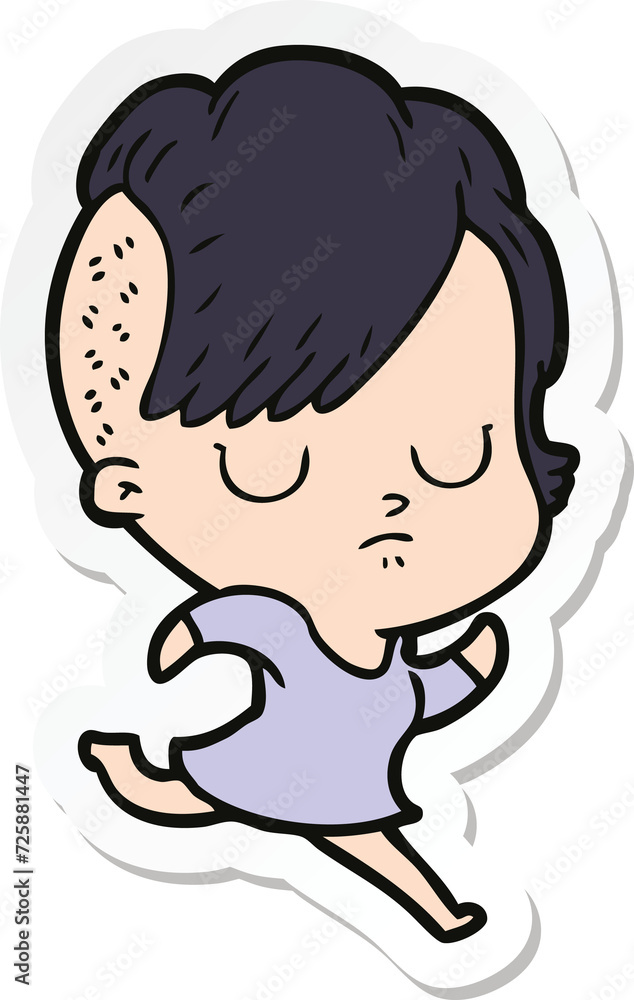 sticker of a cartoon woman sticker of a cartoon woman