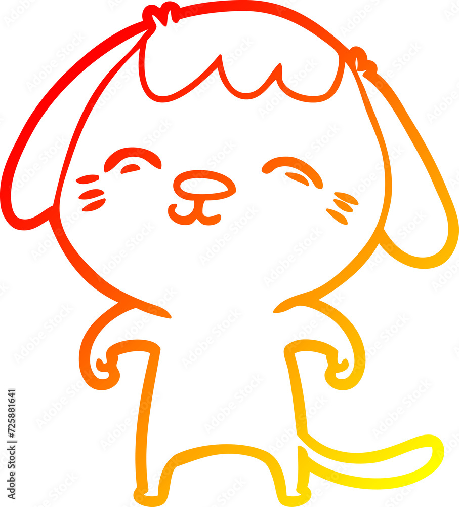 Obraz premium warm gradient line drawing happy cartoon dog