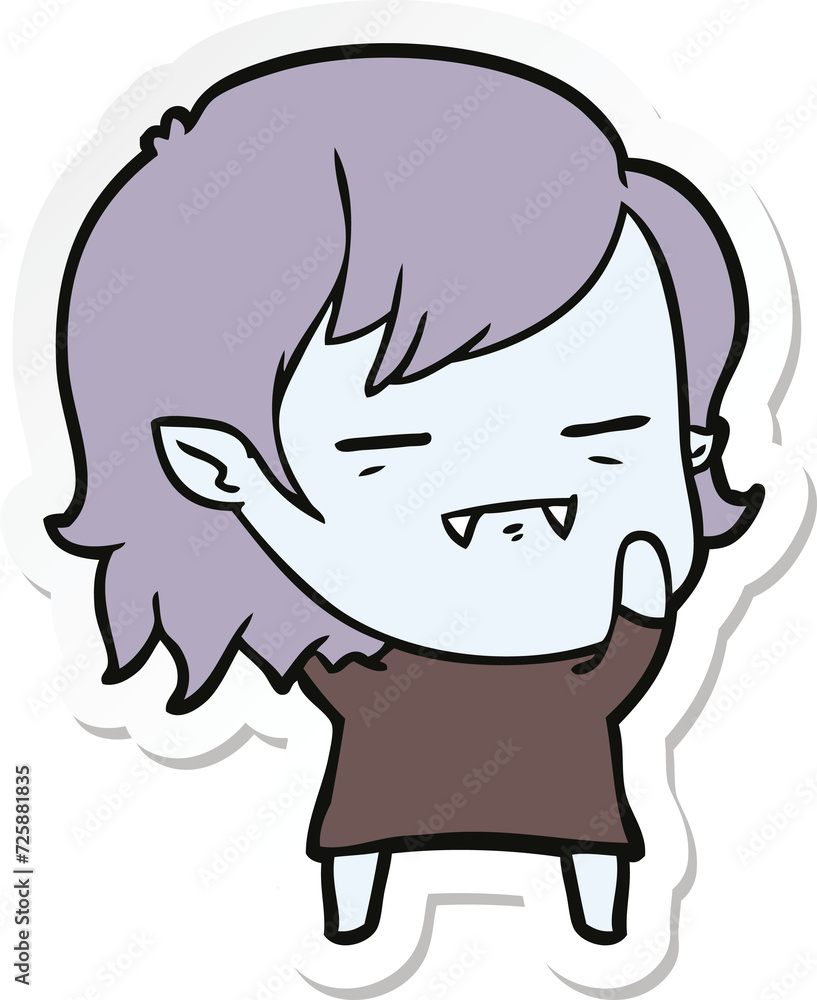 sticker of a cartoon undead vampire girl sticker of a cartoon undead vampire girl