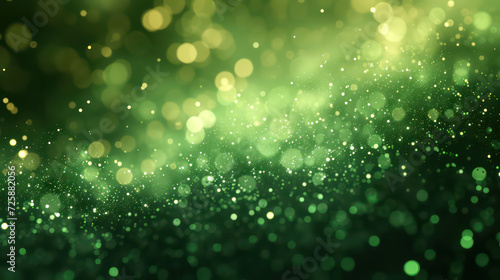 green luxury glitter and bokeh particles, green bokeh background, holiday festival background