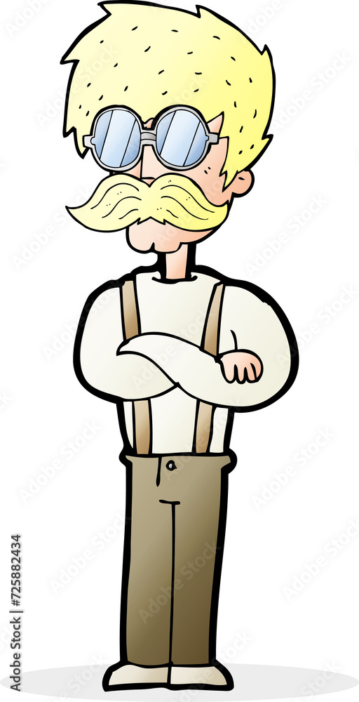 cartoon hipster man with mustache and spectacles cartoon hipster man with mustache and spectacles